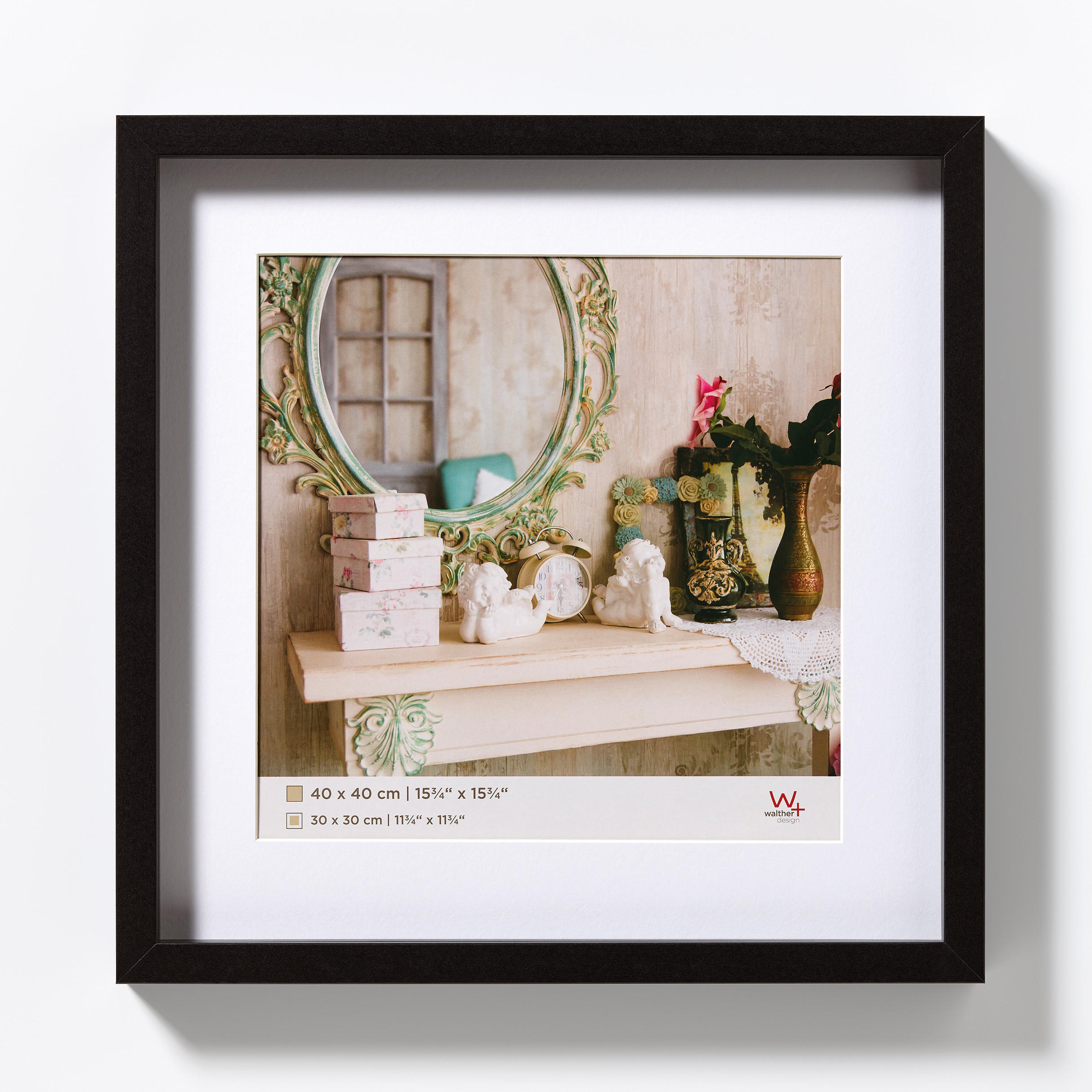 BILDERRAHMEN Stockholm 3D Holzr. 40x40cm, SCHWARZ - Schwarz, Holzwerkstoff (43.1/43.1/3.25cm) - walther design