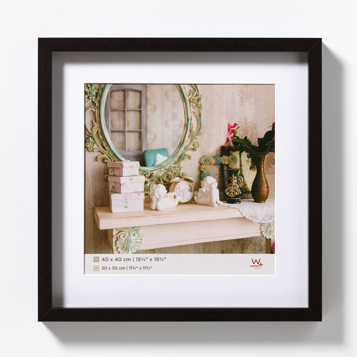 BILDERRAHMEN Stockholm 3D Holzr. 40x40cm, SCHWARZ - Schwarz, Holzwerkstoff (43.1/43.1/3.25cm) - walther design