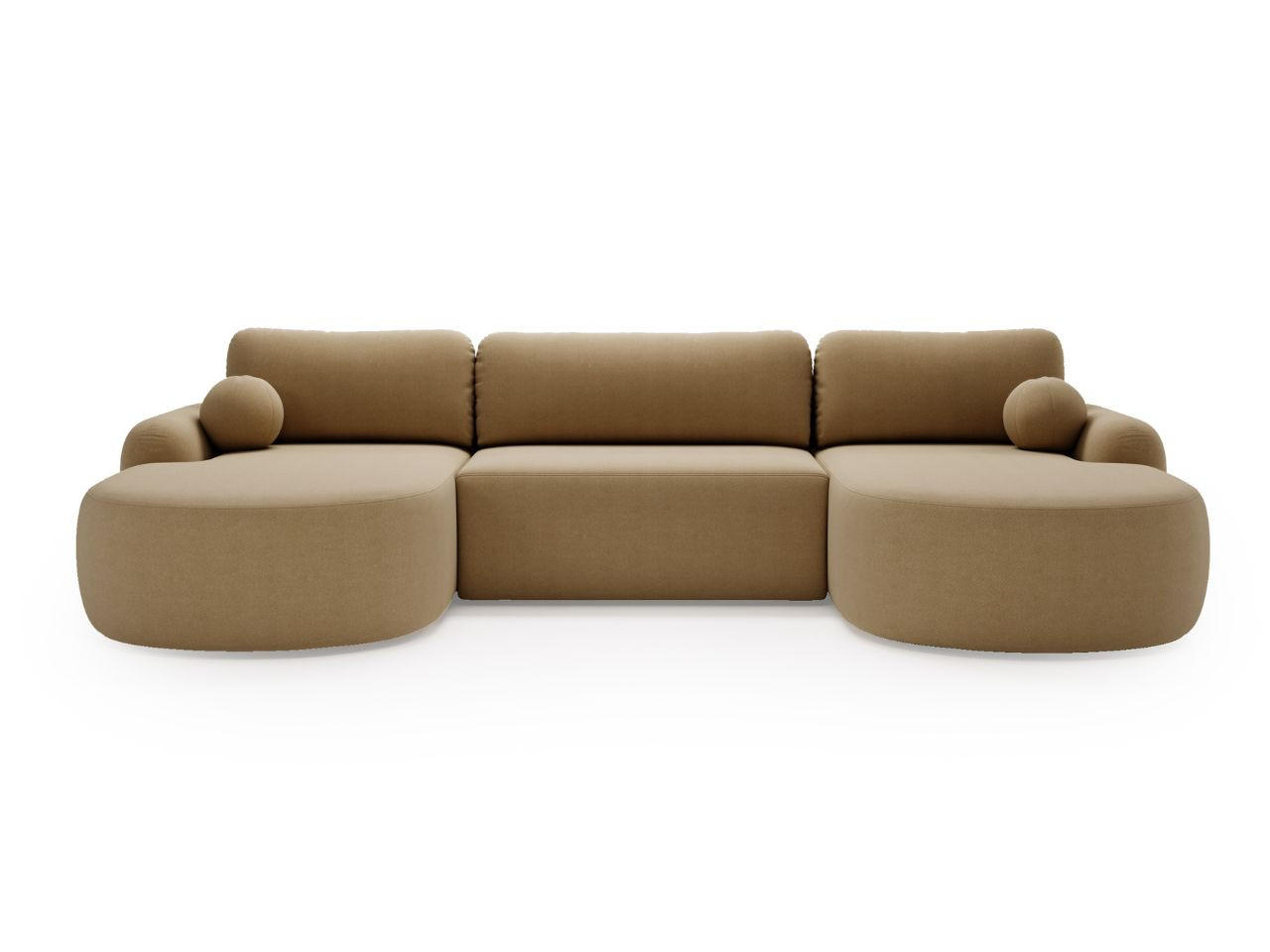 ECKSOFA Aurio U Bouclé-Stoff Hellbraun - Hellbraun/Schwarz, Kunststoff/Textil (347/177cm) - Graingold