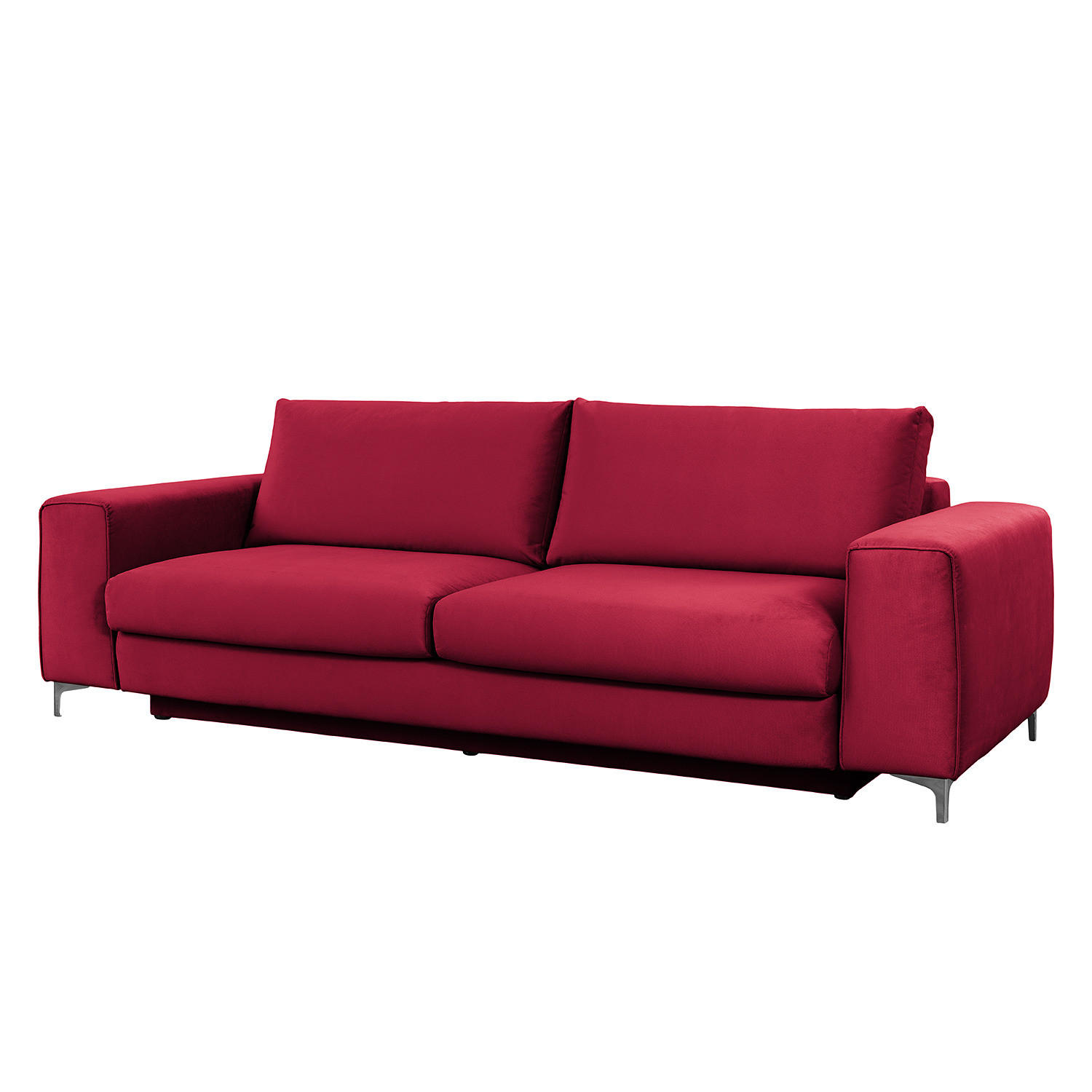 SCHLAFSOFA - Samt - Bordeaux/Silberfarben, Textil/Metall (265/91/105cm) - home24