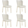 POLSTERSTUHL 4er Set Tessa 54 x 62 x 90 cm Bouclé weiß/gold - Goldfarben/Weiß, Kunststoff (54/90/62cm) - tectake