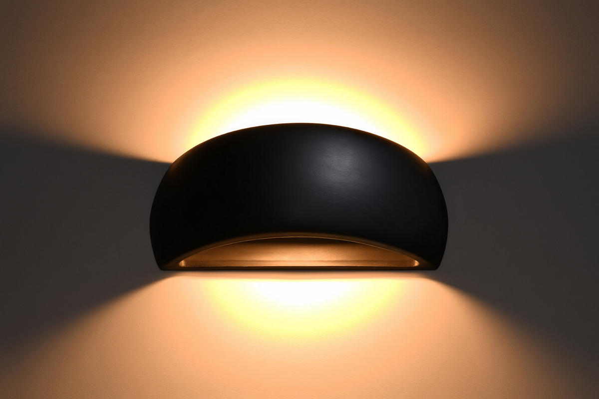 WANDLEUCHTE Keramik Schwarz Glas - Schwarz, Glas (32/13.5/9cm) - Sollux Lighting