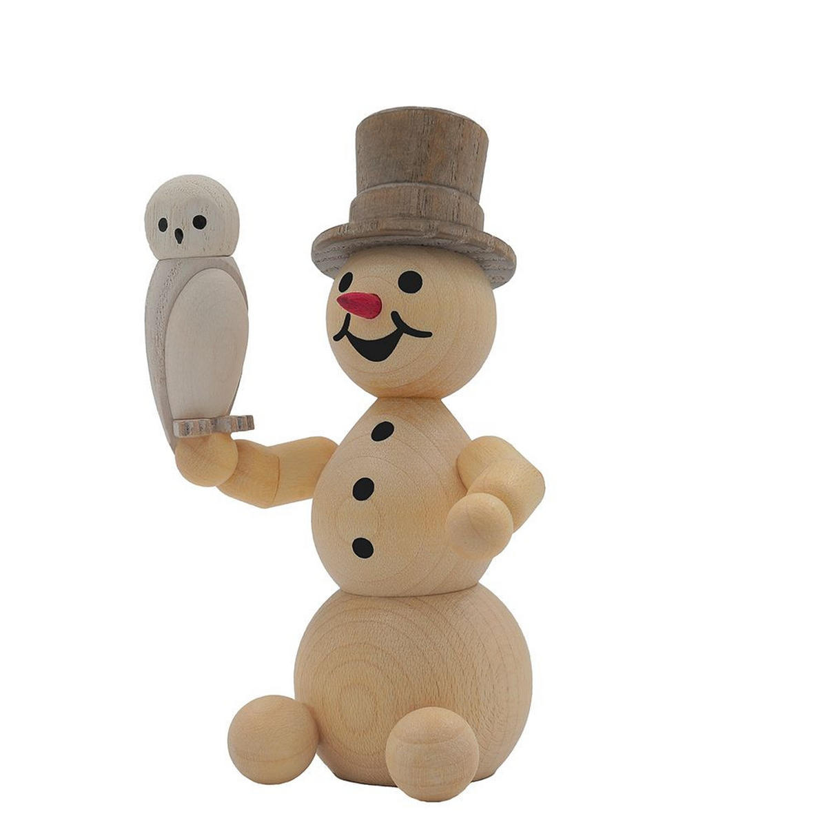HOLZFIGUR Schneemann mit Schnee-Eule 9 cm - Multicolor, Holz (5/1/0.1cm)