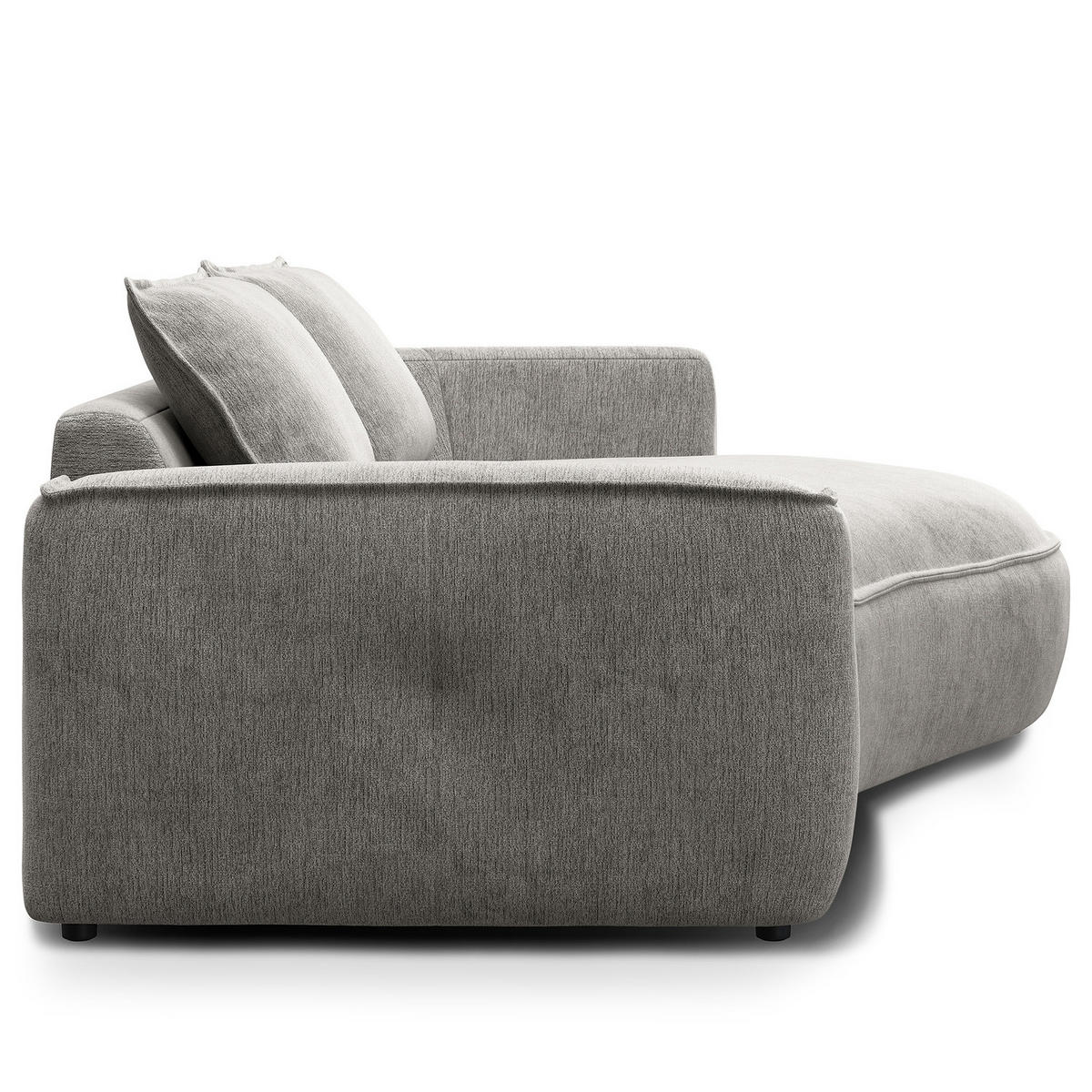 2,5-SITZER SOFA - Hellgrau/Schwarz, Kunststoff/Textil (217/82/146cm) - home24