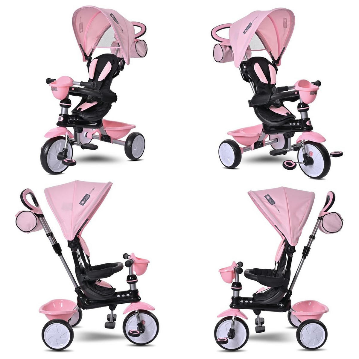 DREIRAD One 3 in 1 pink EVA-Reifen Schiebestange Anti-Rutsch Pedale umbaubar - Pink, Metall (70/50/96cm) - Lorelli