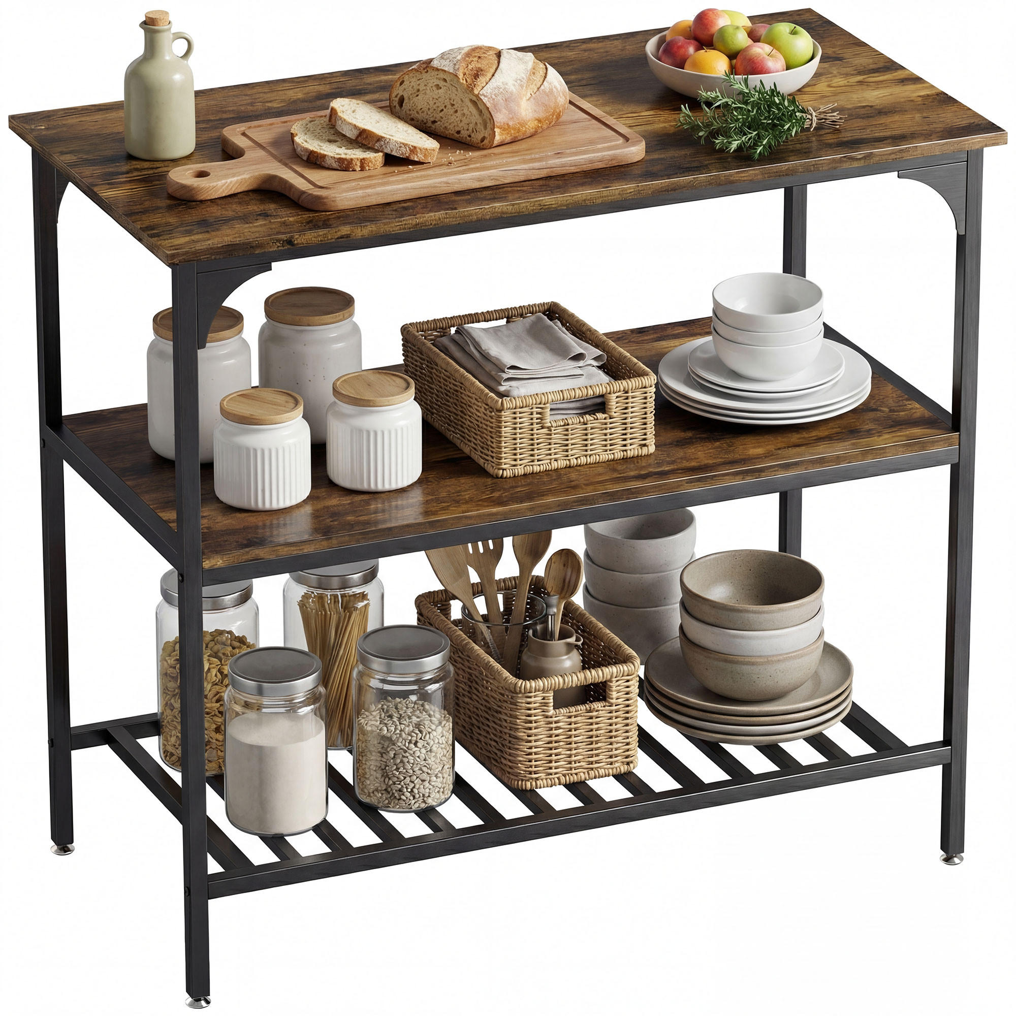 KÜCHENREGAL Braun 1 Stück - Braun, Holzwerkstoff (50/90/100cm) - GiPP