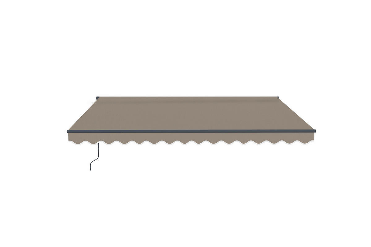EINTEILIGE MARKISE Vecchio Taupe 4m x 3m - Premium-Leinwand 320g/m² - Taupe, Metall (395/270/300cm) - Cazeboo