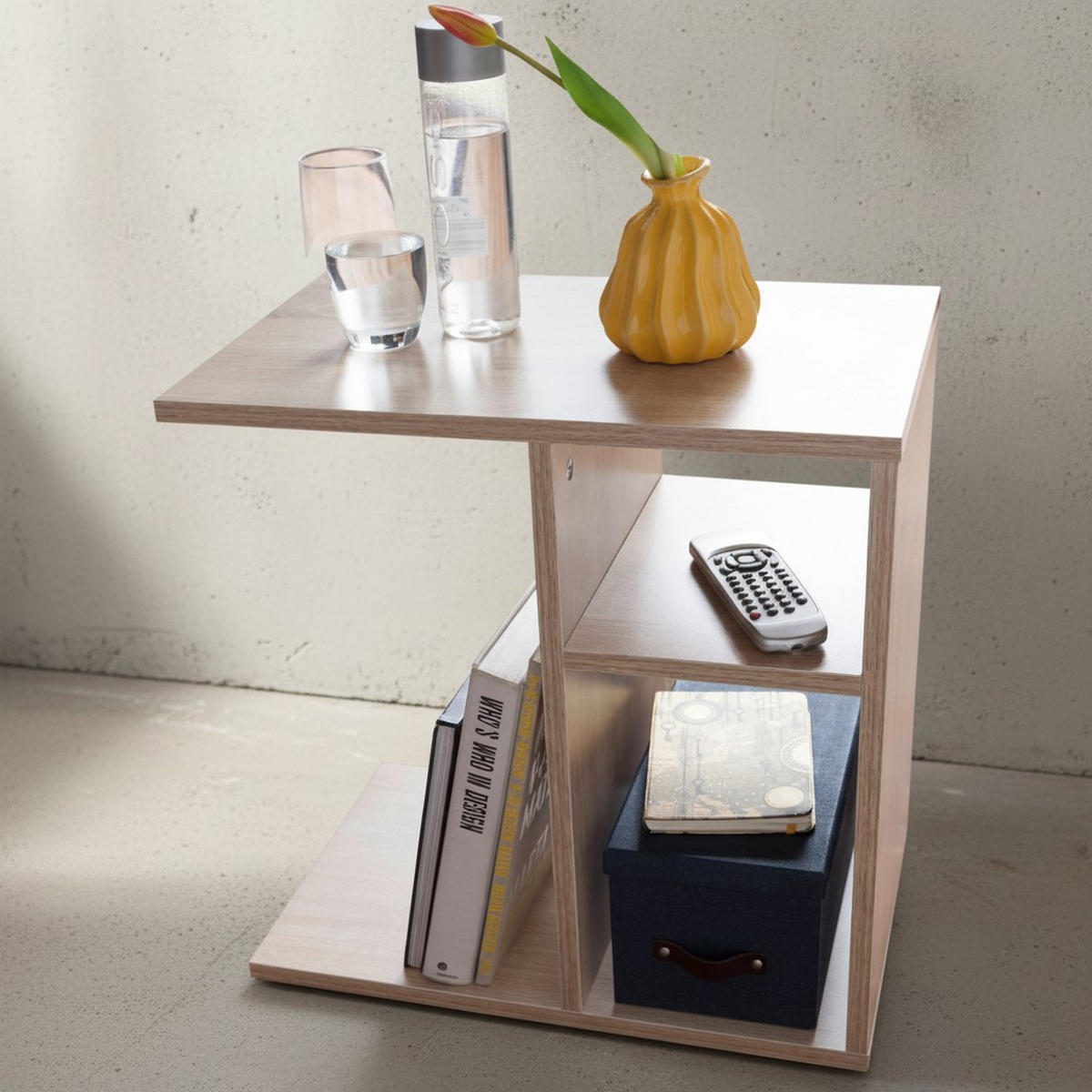 BEISTELLTISCH Holz Ablagefächer Kratzfest Wasserabweisend ITTER, Beige 50x30x50 cm - Beige, Holz (30/50/50cm) - KADIMA DESIGN