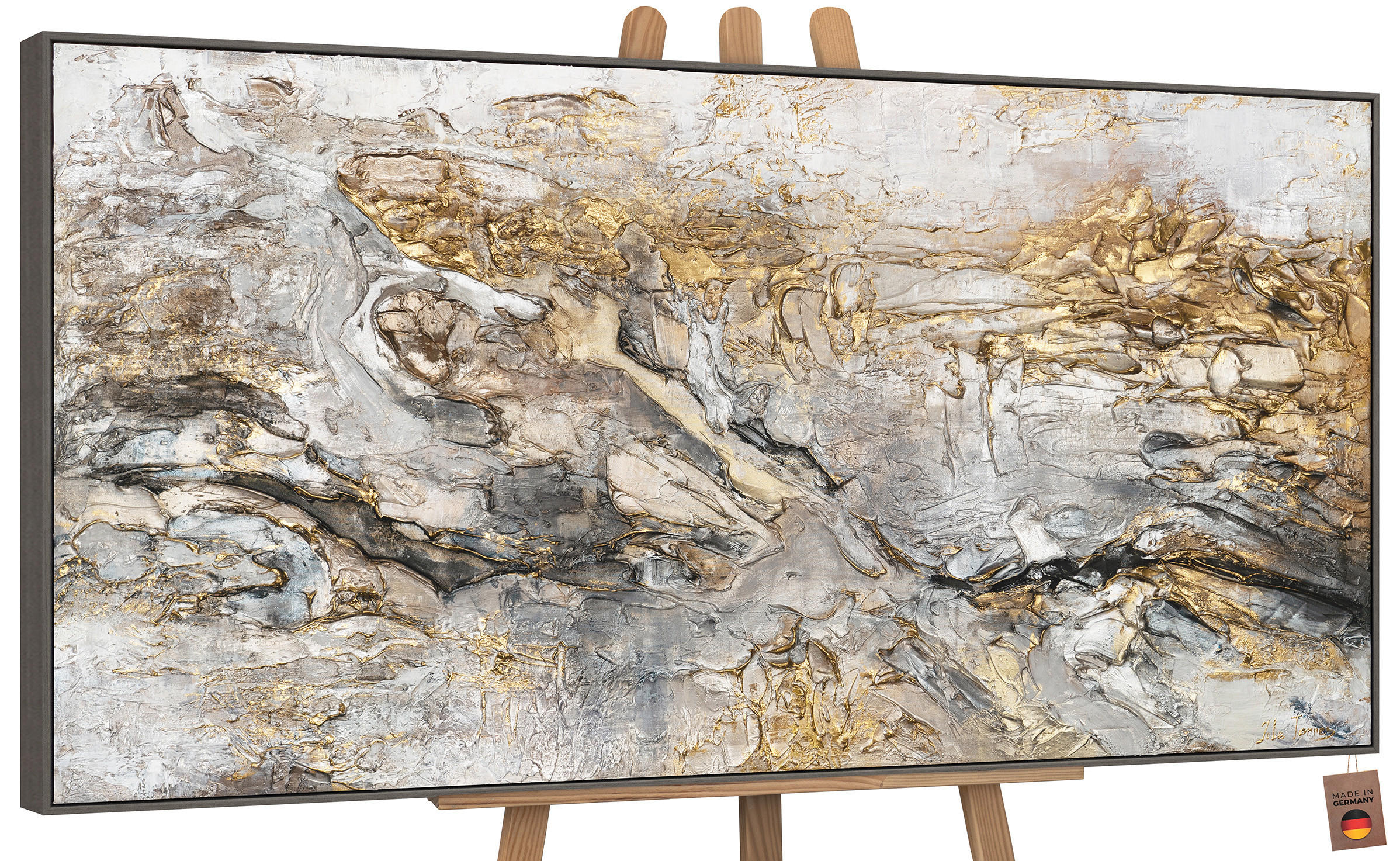 GEMÄLDE Klassik Schattenfugenrahmen Grau 200x100 cm - Grau, Holz (200/100cm) - YS-art gallery
