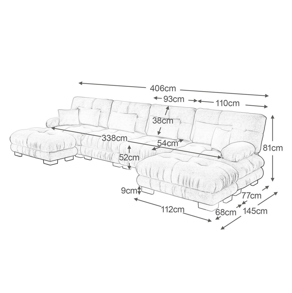 MODULARES Ecksofa mit beweglichen Ottomane, Chenille und flexiblem Aufbau, Rosa - Pink, Textil (406/145cm) - Redom
