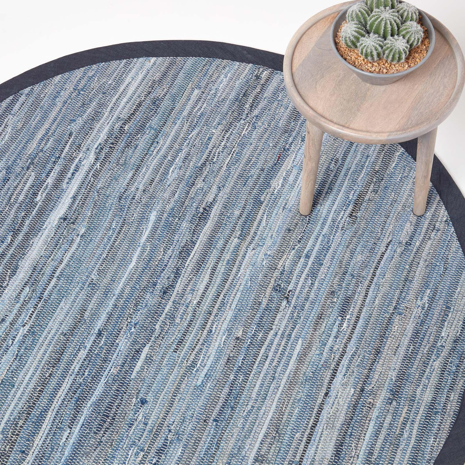 FLICKENTEPPICH rund aus Recycling-Denim 150 cm - Blau, Textil (150/150cm) - Homescapes