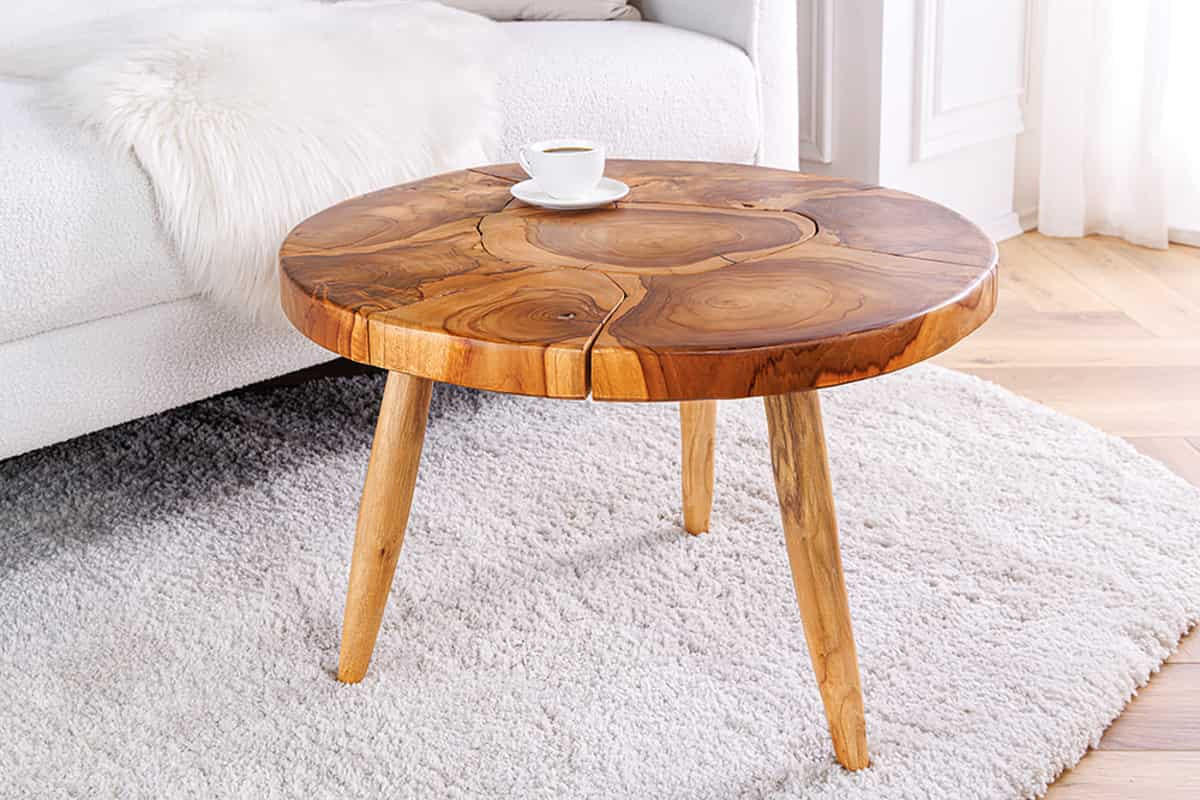 COUCHTISCH MOSAIK Teakholz rund Natur 60cm - Braun, Holz (60/60/40cm) - riess-ambiente
