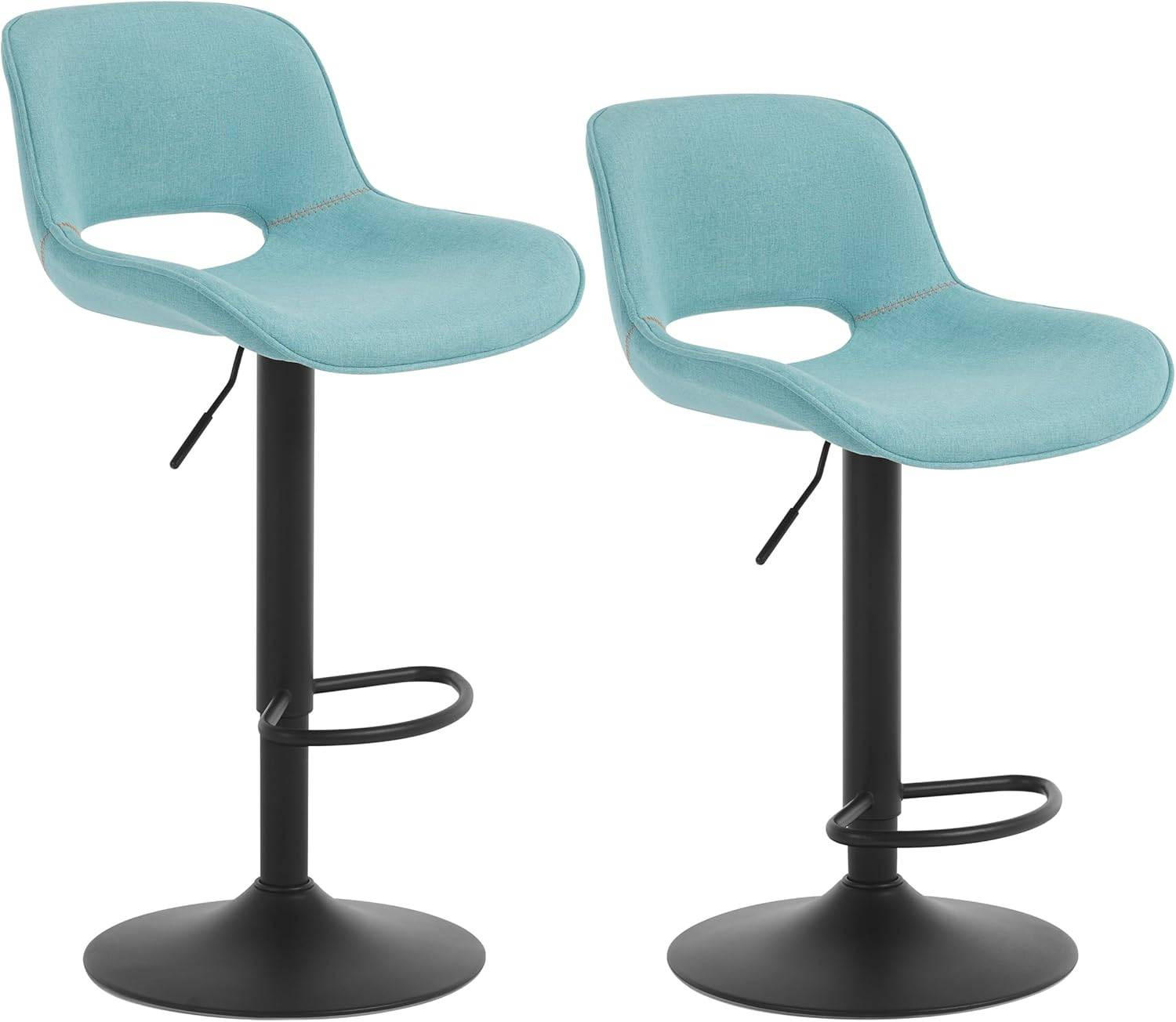 BARHOCKER 2er Set, höhenverstellbar, aus Metall - Blau, Textil/Metall (49/106/49cm) - Woltu