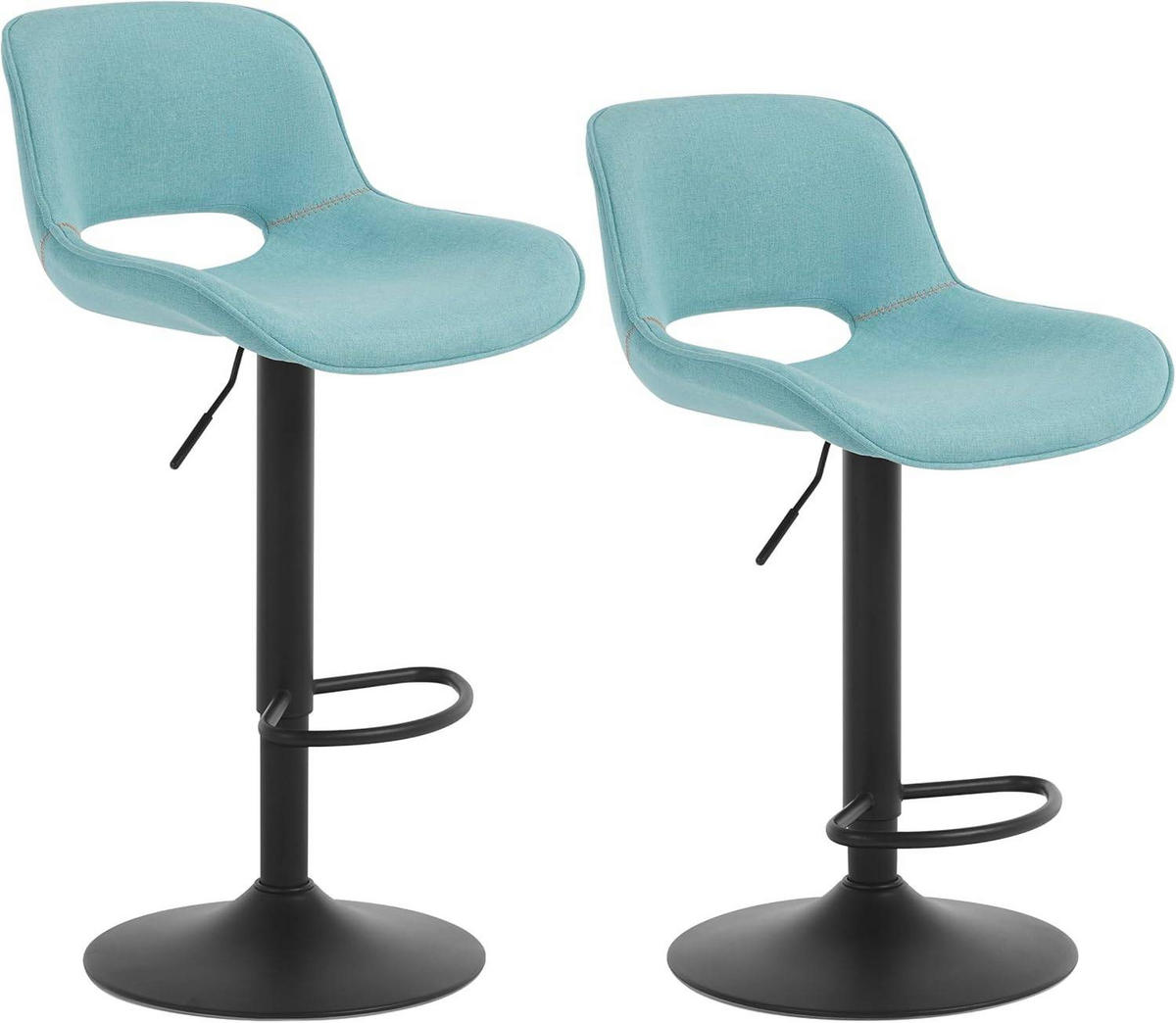 BARHOCKER 2er Set, höhenverstellbar, aus Metall - Blau, Textil/Metall (49/106/49cm) - Woltu