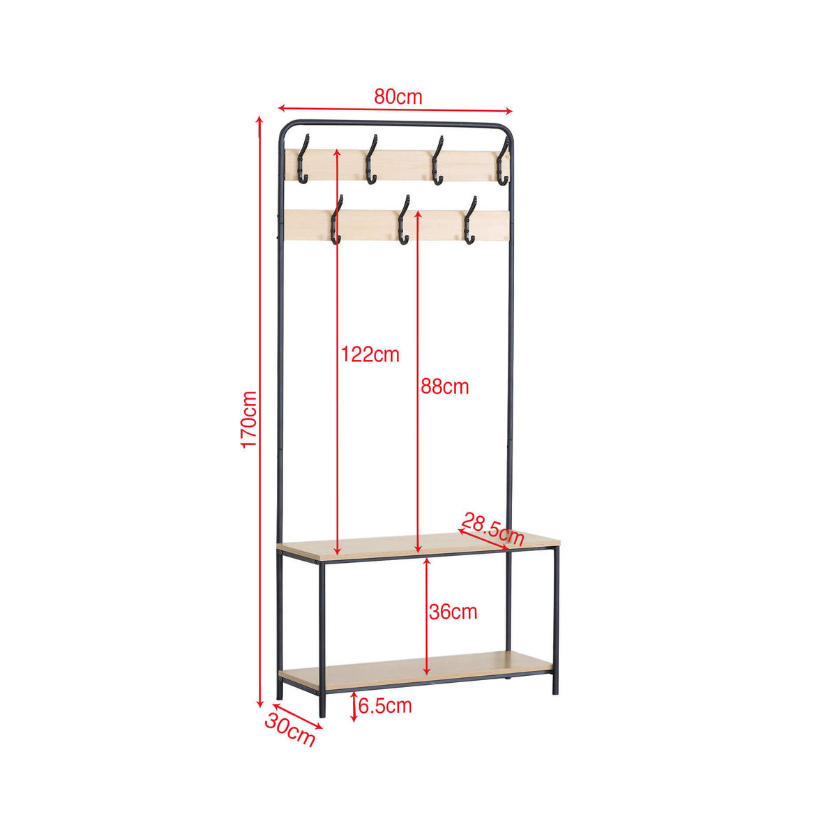 GARDEROBE SCHUHSCHRANK Beige 30/80/170 cm - Beige, Metall (30/170/80cm) - Mobili Rebecca