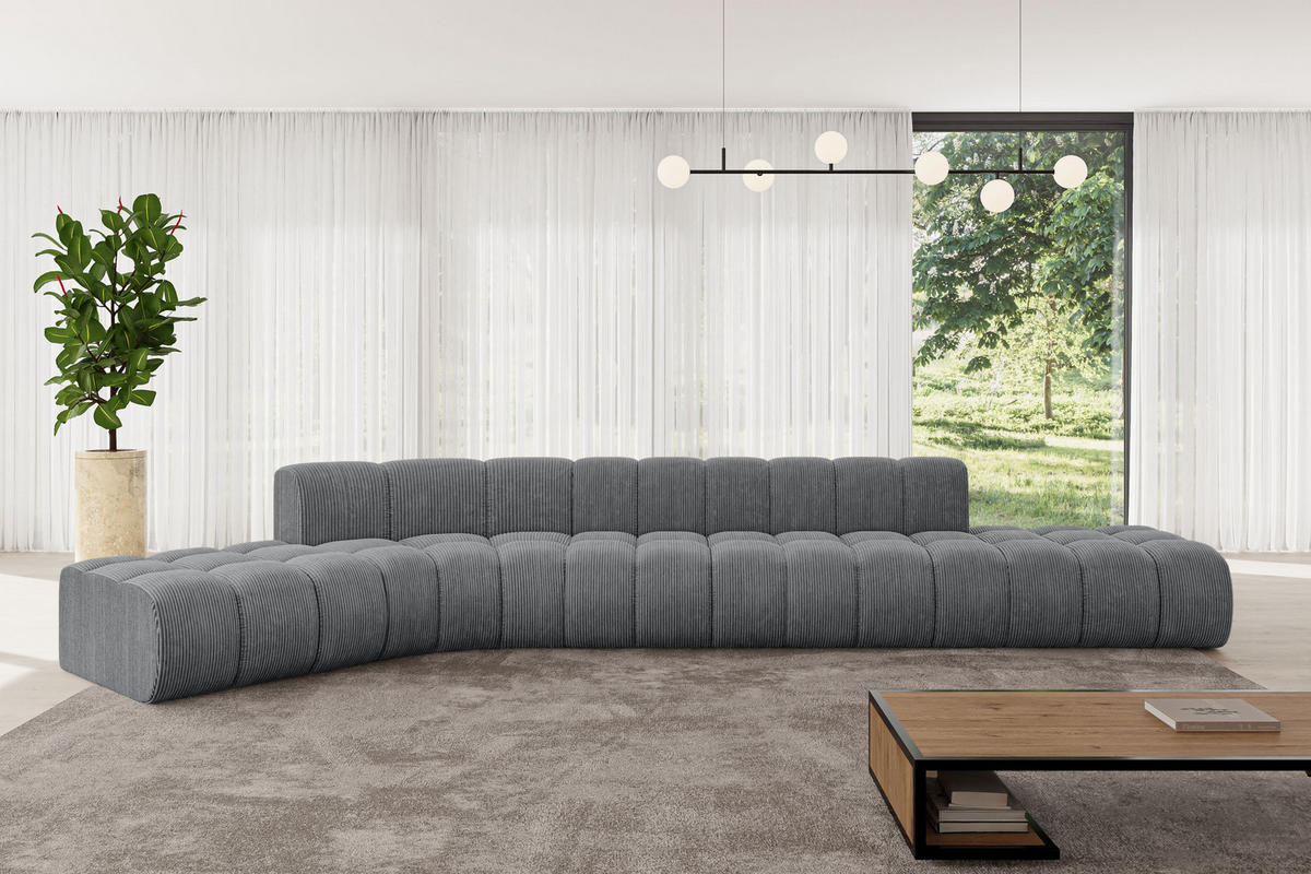 ECKSOFA modulares Sofa Solven-L2 - 471x174x70 cm Dunkelgrau - Dunkelgrau, Holzwerkstoff/Textil (471/174cm) - ALTDECOR