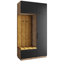 GARDEROBENSCHRANK REMA 120/240/60 cm Modern Garderobe-Set Eiche Lefkas - Eichefarben/Gelb, Holzwerkstoff (120/240/60cm) - MASSENO