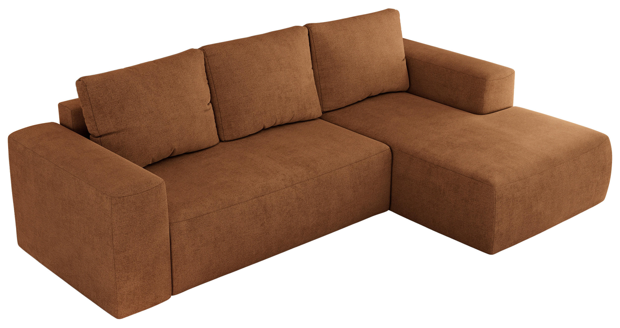 ECKSOFA TRENTINO L Orange Stukture - Rechts - Schwarz/Orange, Textil (164/266cm) - MKS