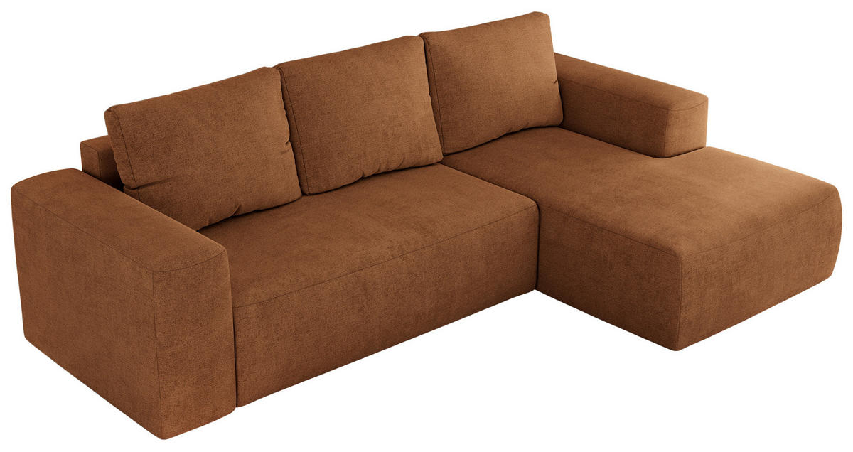ECKSOFA TRENTINO L Orange Stukture - Rechts - Schwarz/Orange, Textil (164/266cm) - MKS