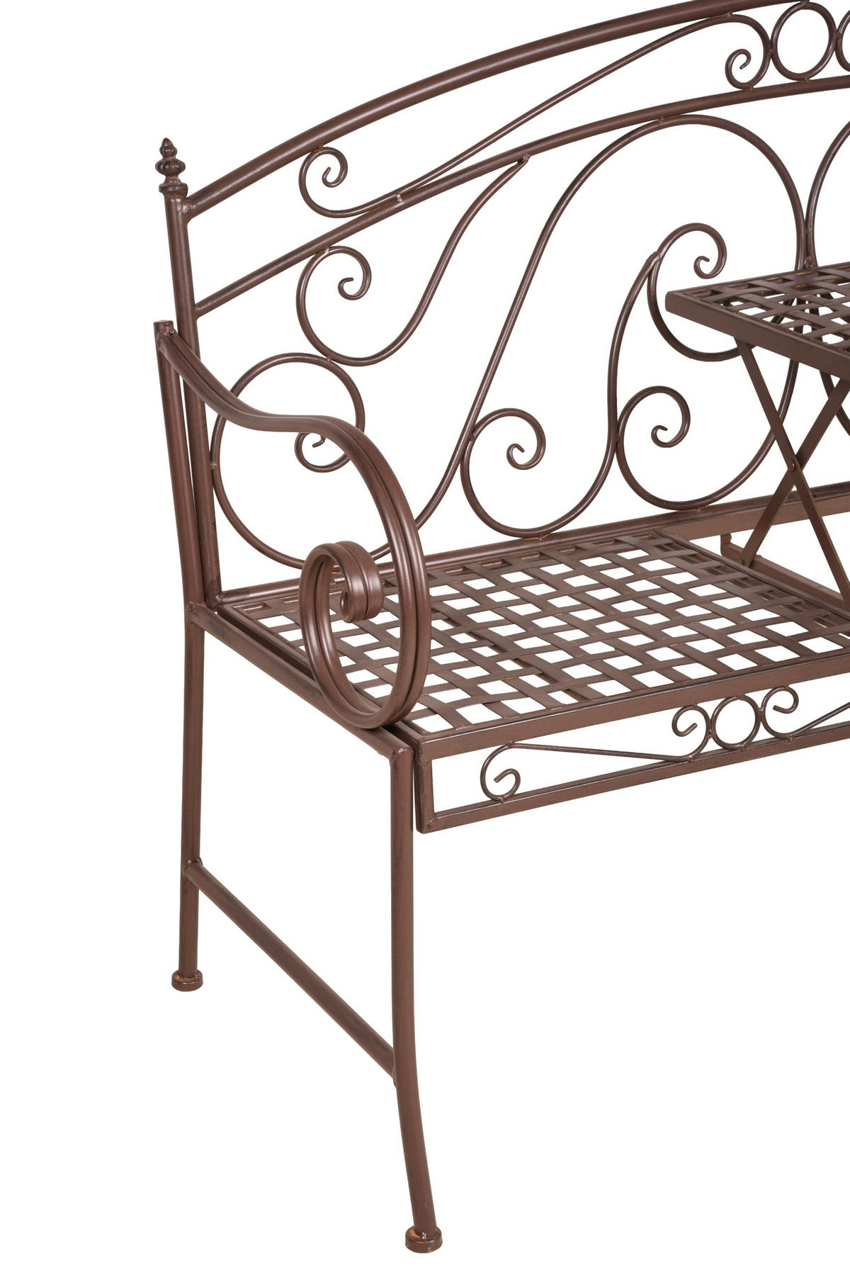 GARTENBANK Sabine hochklappbarer Tisch Terrassenbank - Braun, Metall (53/94.5/147cm) - DELUKE