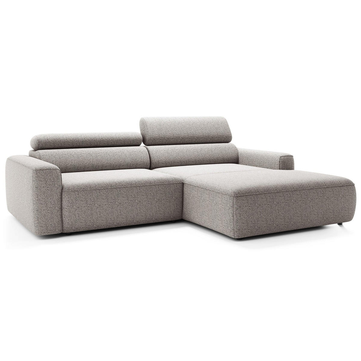 ECKSOFA Fando mit Schlaffunktion, L-Form, 4-Sitzer 252 cm, rechts Flechtstoff Greige - Taupe/Schwarz, Holz/Kunststoff (182/252cm) - Selsey