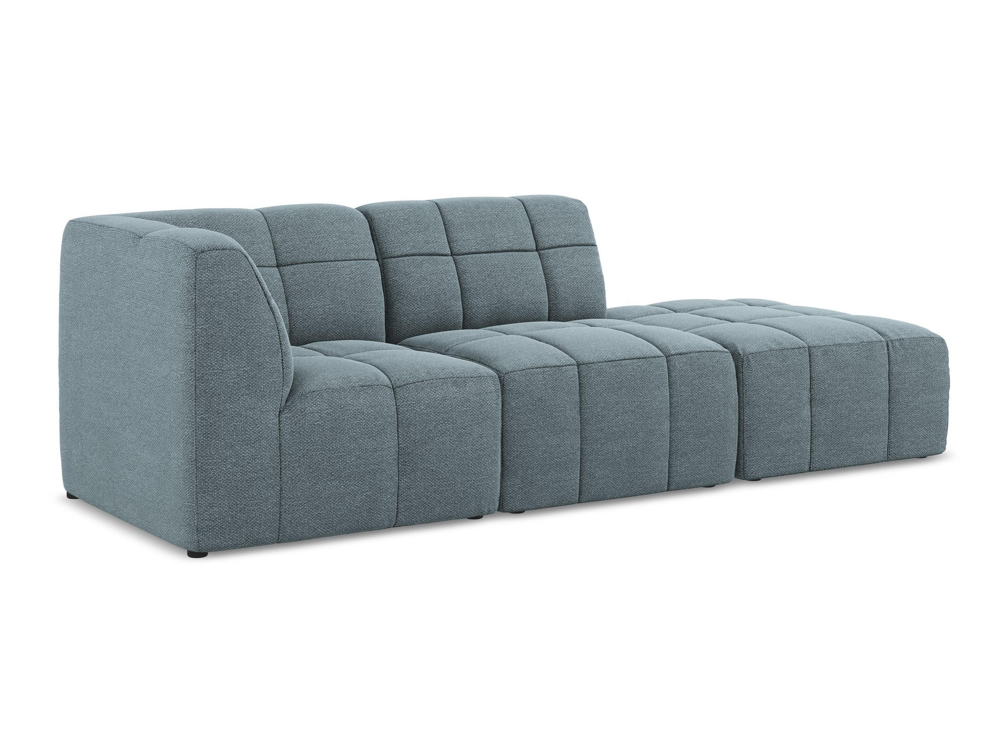 ECKSOFA Rechts Bouclé Stoff Blau - Blaugrau/Schwarz, Holzwerkstoff/Kunststoff (240/90cm) - Makamii