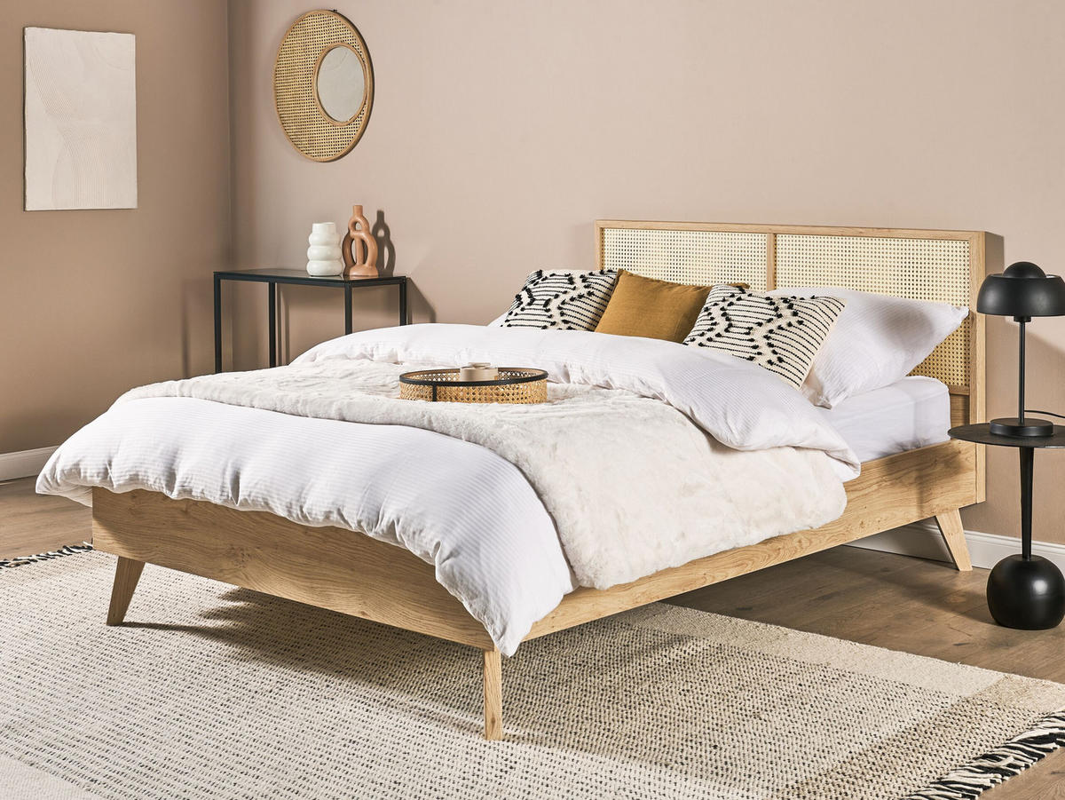 BETT 140/200cm Heller Holzfarbton Monpazier - Hellbraun, Naturmaterialien (140/200cm) - Beliani