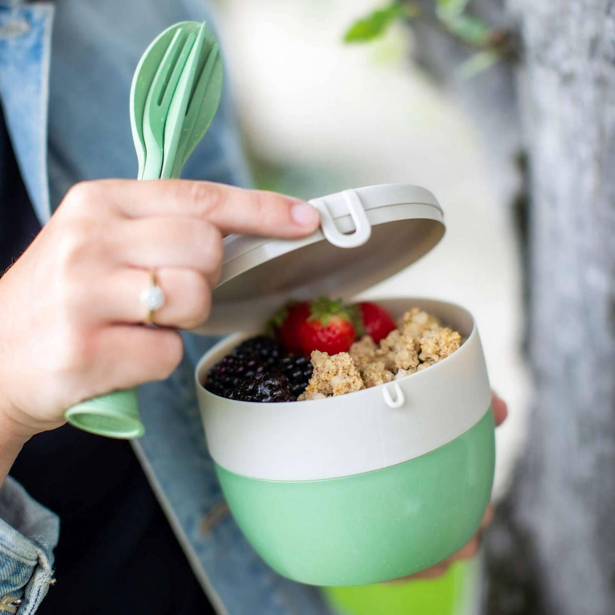 BENTOBOX nature leaf green - Grün, Kunststoff (12/10/12.7cm) - Koziol