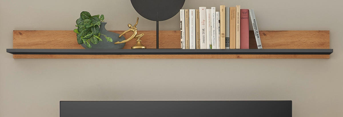 WANDBOARD Evoke Eiche, grau 170 cm, Wandregal hängend - Eichefarben/Grau, Holzwerkstoff/Metall (170/15/17cm) - Furn.Design