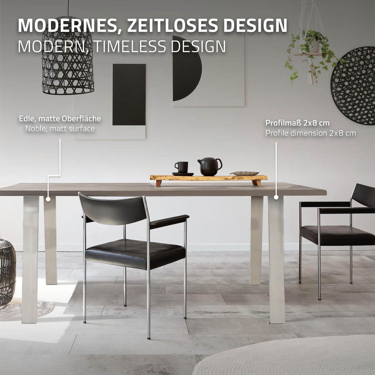 TISCHBEINE 2er Set Loft 75 x 72 cm Silber - Silberfarben, Metall (75/72/8cm) - ML-DESIGN