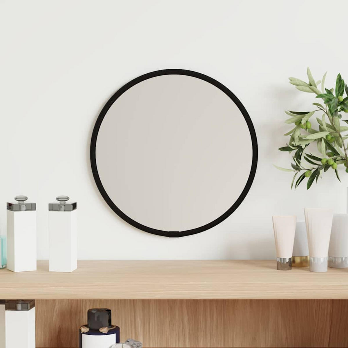 WANDSPIEGEL Schwarz Ø 20 cm Rund - Schwarz, Glas (20/20/1cm) - furnicato