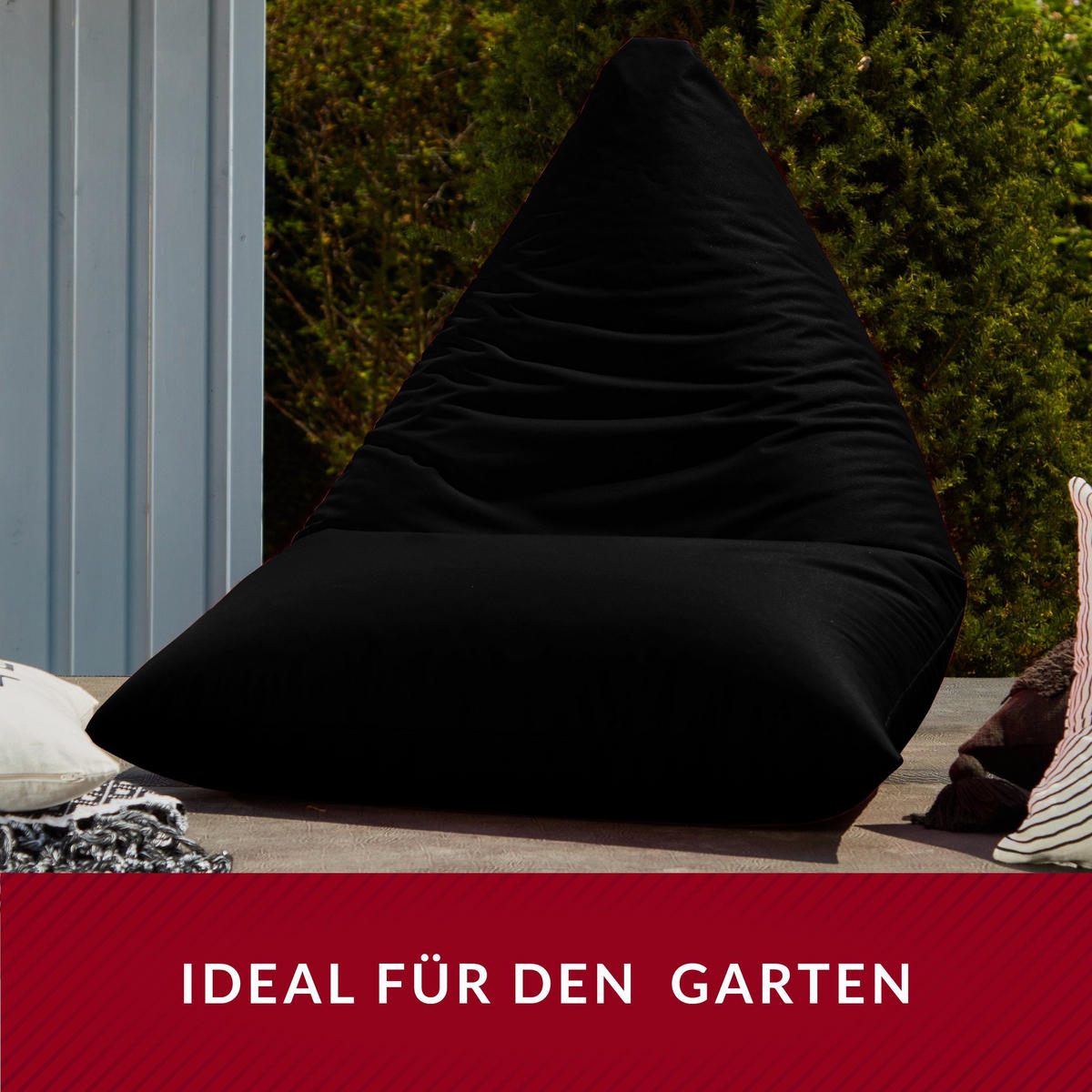 OUTDOOR SITZSACK Triangle 150x100x100cm - Schwarz, Textil (100/100/150cm) - Green Bean