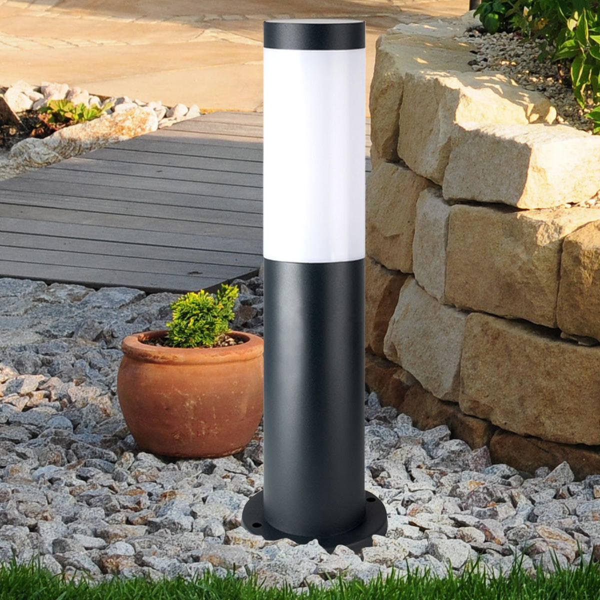 LED STEHLEUCHTE Edelstahl Anthrazit - Anthrazit, Metall (7.6/7.6/45cm)