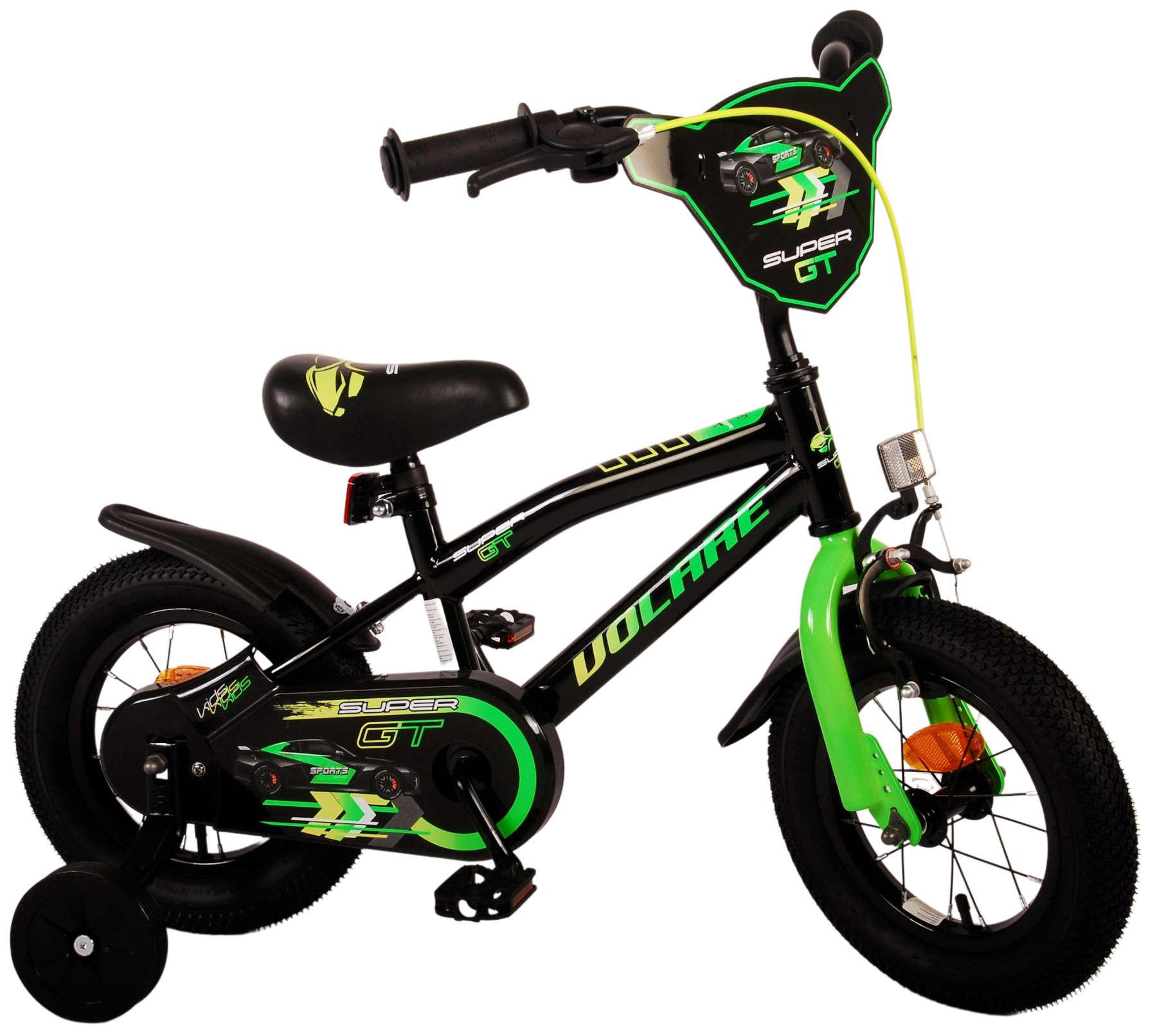 KINDERFAHRRAD Super GT - Jungen - 12 Zoll - Rücktritt + Handbremse - Grün - Schwarz/Grün, Metall (42cm) - TPFSports
