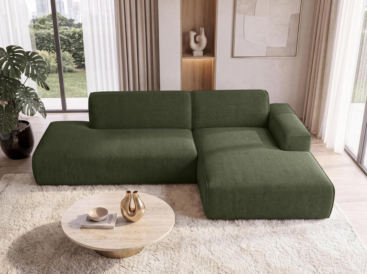 ECKSOFA L Form Didim Duo Grün 288/162/80 cm – stilvolle kleine Eckcouch Rechts - Schwarz/Grün, Kunststoff/Textil (162/288cm) - AX Living