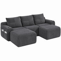 SOFA modular 268 x 174 cm Corduroy Dark Gray - Dunkelgrau, Kunststoff (174/80/268cm) - Meubliv