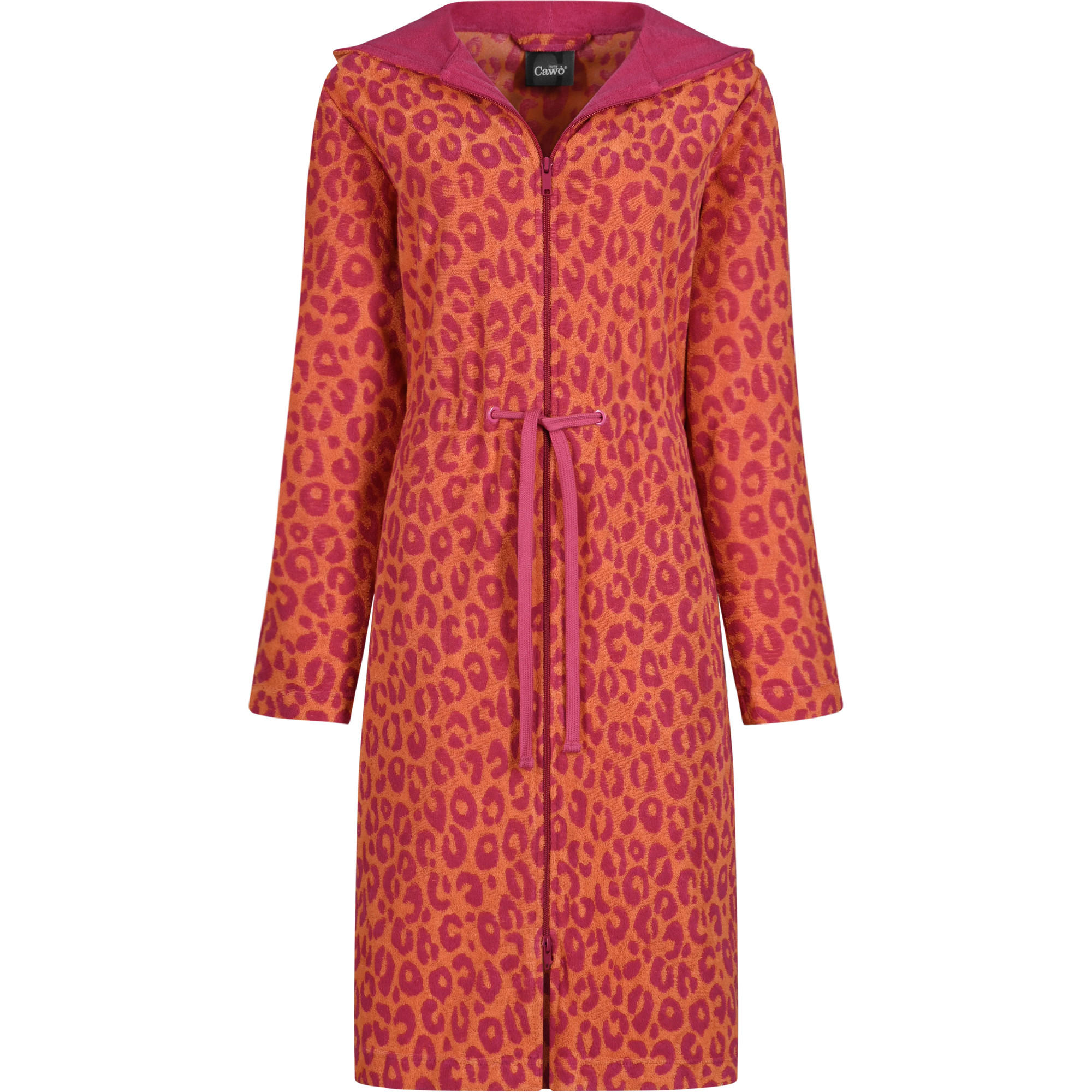 BADEMANTEL DAMEN KURZMANTEL MIT KAPUZE TWO-TONE LEO 851 PINK - 23 - Rosa, Textil (XSnull) - Cawoe