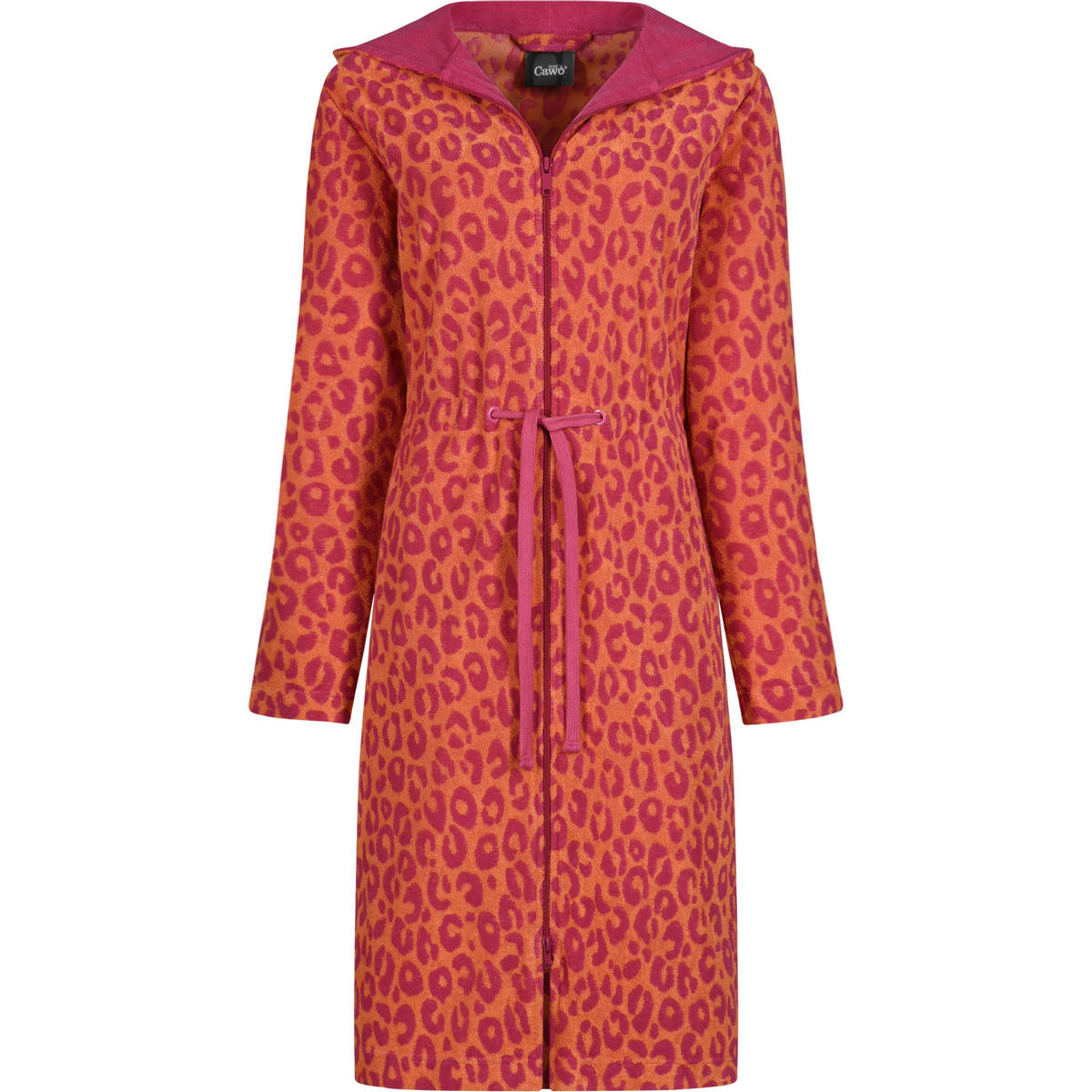 BADEMANTEL DAMEN KURZMANTEL MIT KAPUZE TWO-TONE LEO 851 PINK - 23 - Rosa, Textil (Lnull) - Cawoe