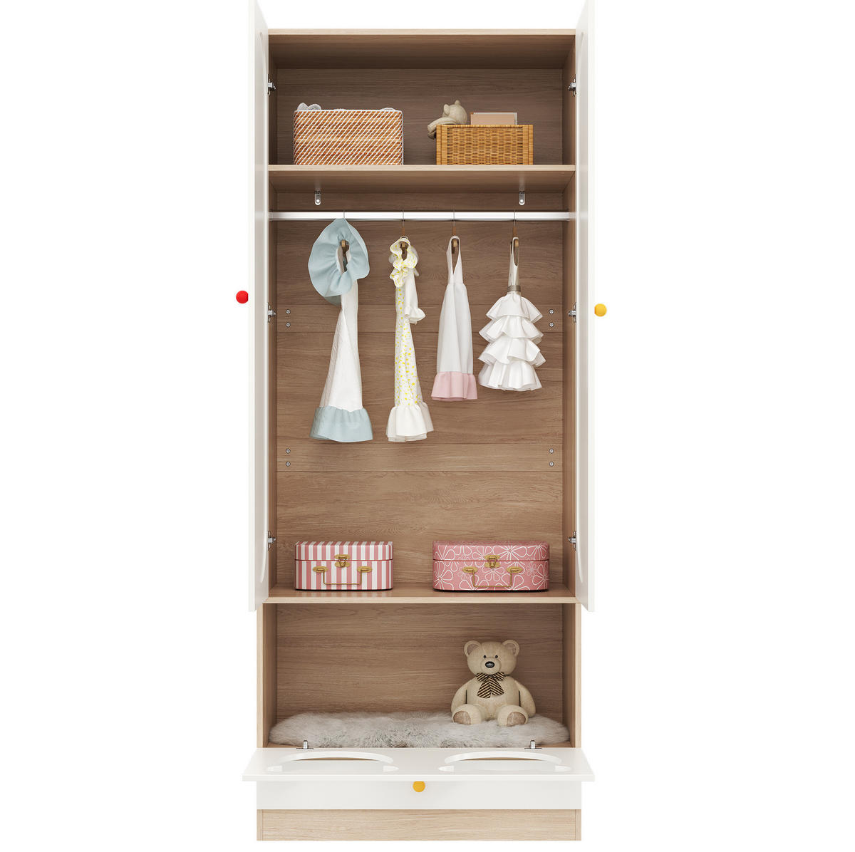 KLEIDERSCHRANK 80/200/50 cm Natur/Weiß aus MDF mit Kleiderstange und Haustierbereich - Naturfarben, Holzwerkstoff (50/200/80cm) - OKMYHOME