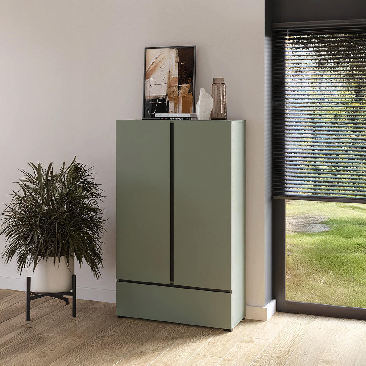SCHRANK 2 Türen Lilia Grün - Grün, Holzwerkstoff (89/150/40cm) - Petits-meubles