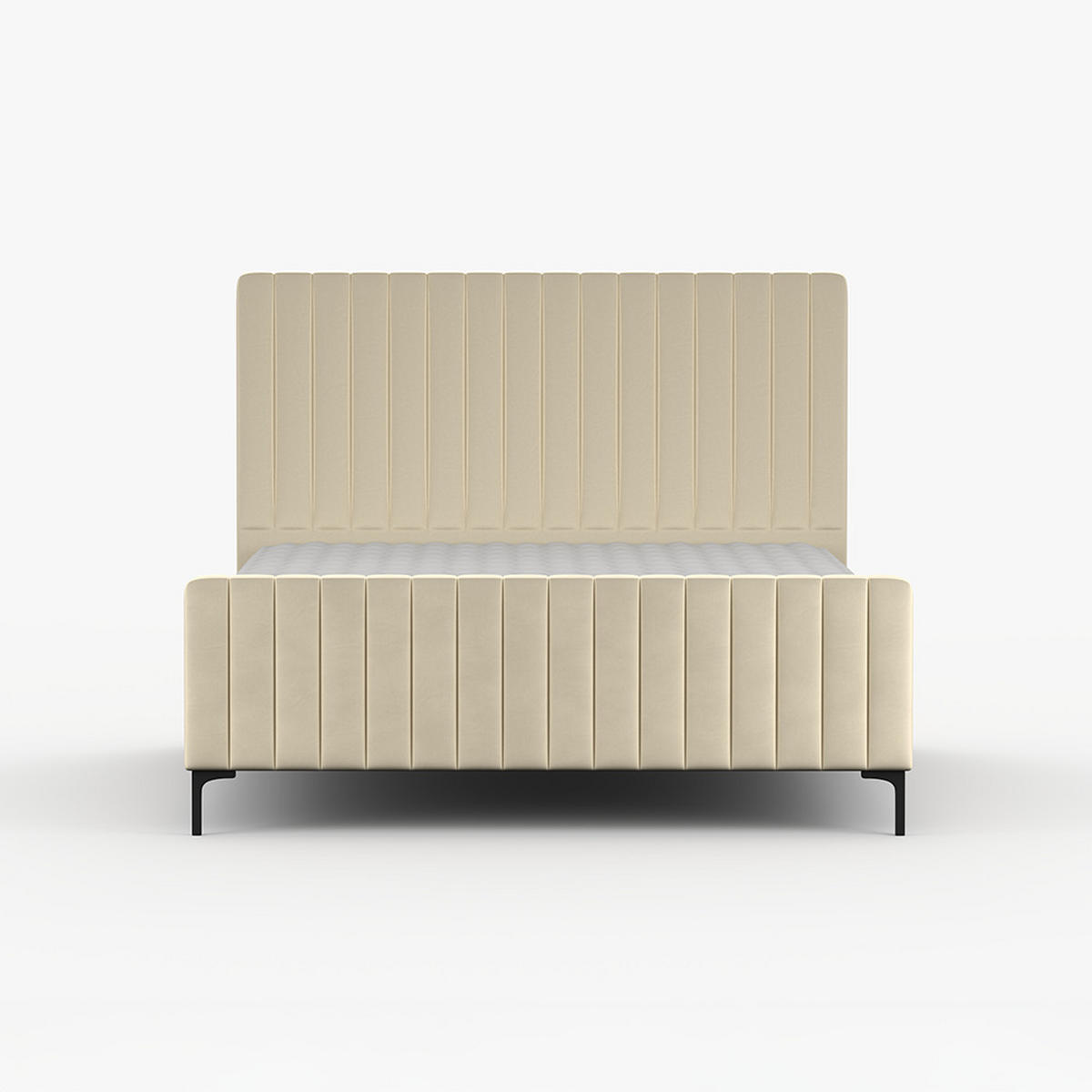 POLSTERBETT AURORA, Lattenrost, ohne Bettkasten, gepolsterte Kopfstütze 160/200 in Creme - Creme/Schwarz, Holz/Textil (160/200cm) - imoebel24
