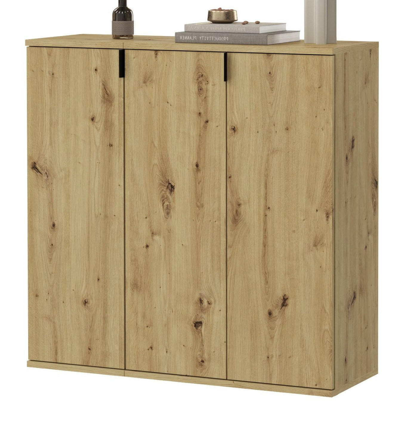 KOMMODE Artisan Eiche 91 cm, Flurkommode mit flexibler Inneneinteilung - Schwarz/Eiche Artisan, Holzwerkstoff/Metall (91/99/34cm) - Inn.Furn