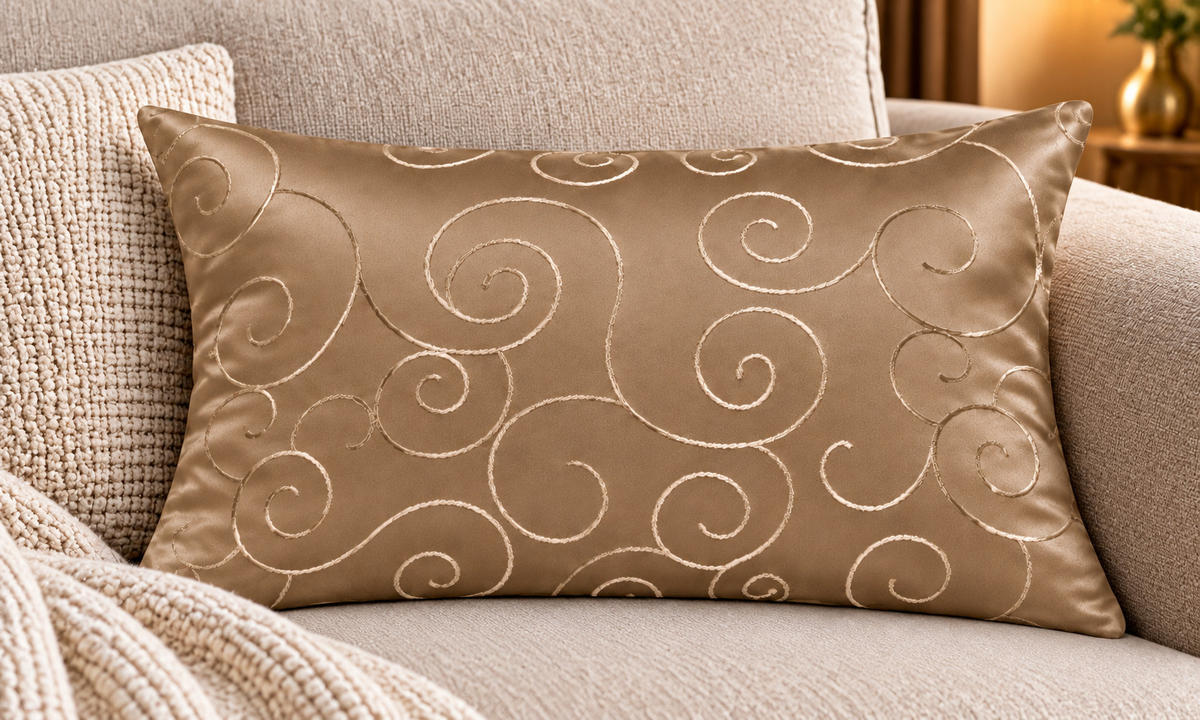 KISSENBEZUG 30x50 cm Hellbraun Damast Circle - Hellbraun, Textil (30/50cm) - TiborTex