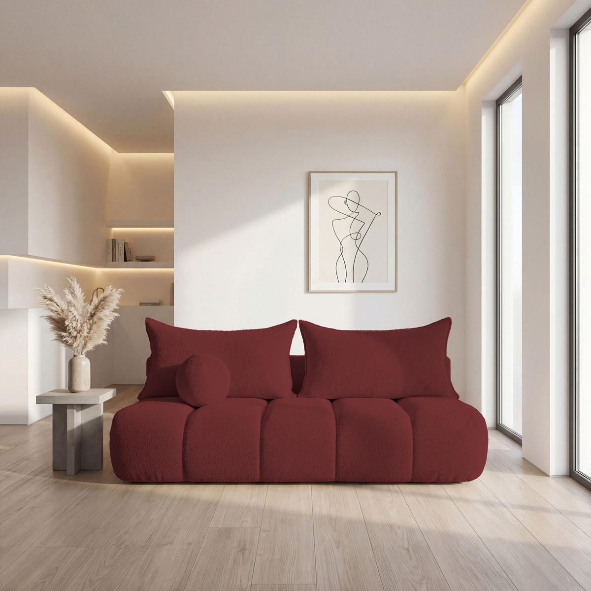 SCHLAFSOFA Milla mit Bettkasten, Weinrot Rot 205/97/85 cm - Rot, Textil/Metall (205/97/85cm) - WFL GROUP