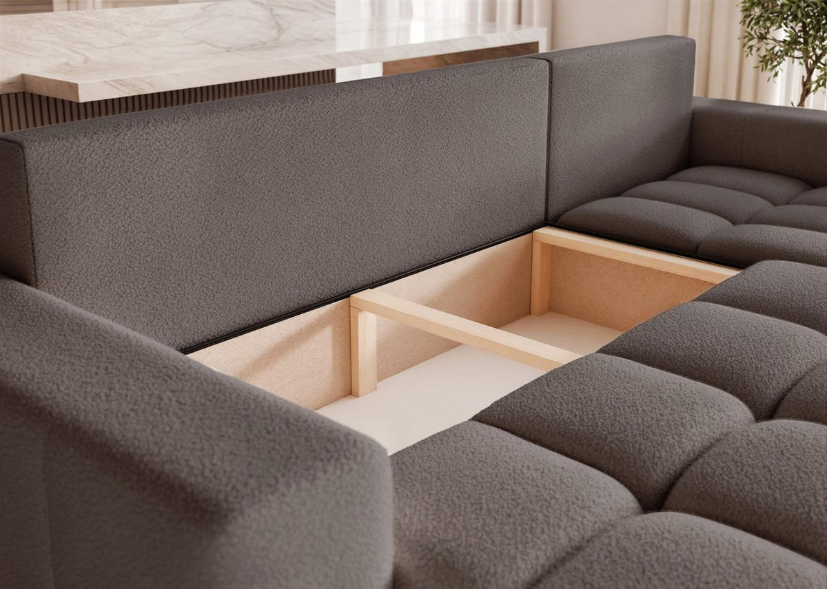ECKSOFA Anabel Mit Schlaffunktion - Dunkelgrau, Holzwerkstoff/Textil (145/248cm) - Fun Möbel