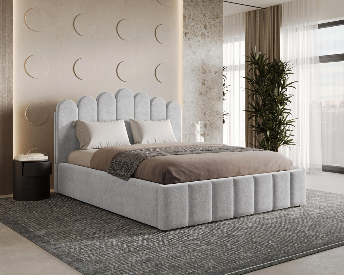 POLSTERBETT 03 140 x 200 cm – Tresor – Bett mit Gasdruckfedern und Stauraum - Silberfarben, Holz (140/200cm) - ROYAL24_MARKT