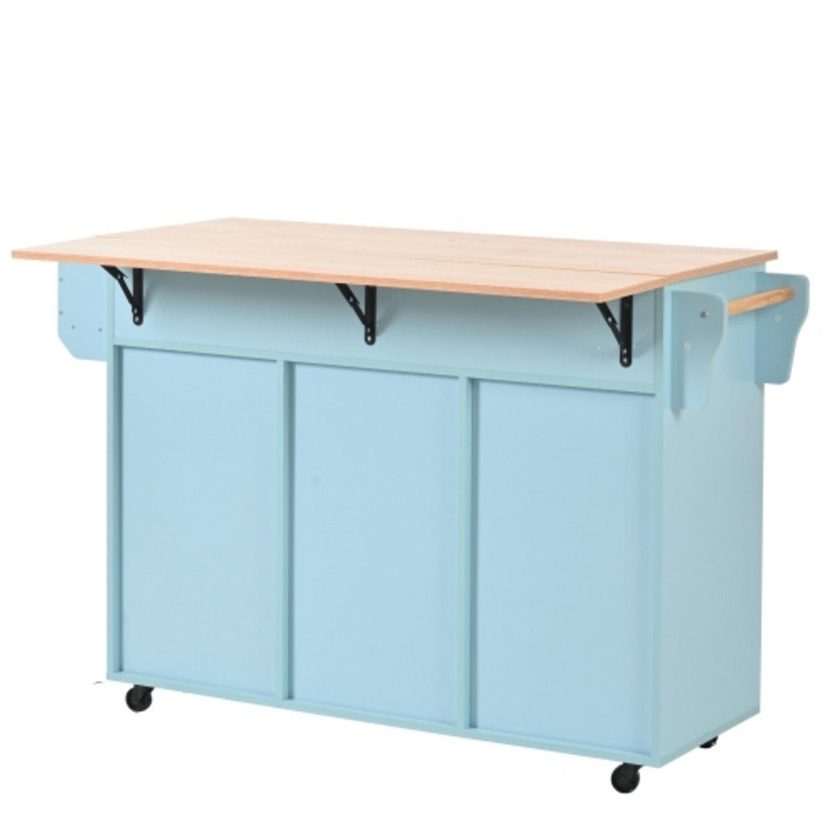 KÜCHENINSEL Blau aus MDF mit klappbarer Erweiterungsplatte 139 × 46 × 91,5 cm - Blau, Holzwerkstoff (139/91.5/71cm) - Luhomfu