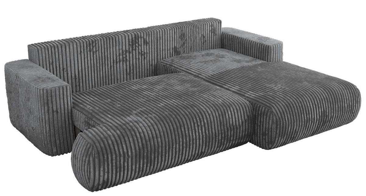 ECKSOFA OVO L Dunkelgrau Cord - Rechts Seite - Dunkelgrau/Schwarz, Kunststoff/Textil (195/271cm) - MKS