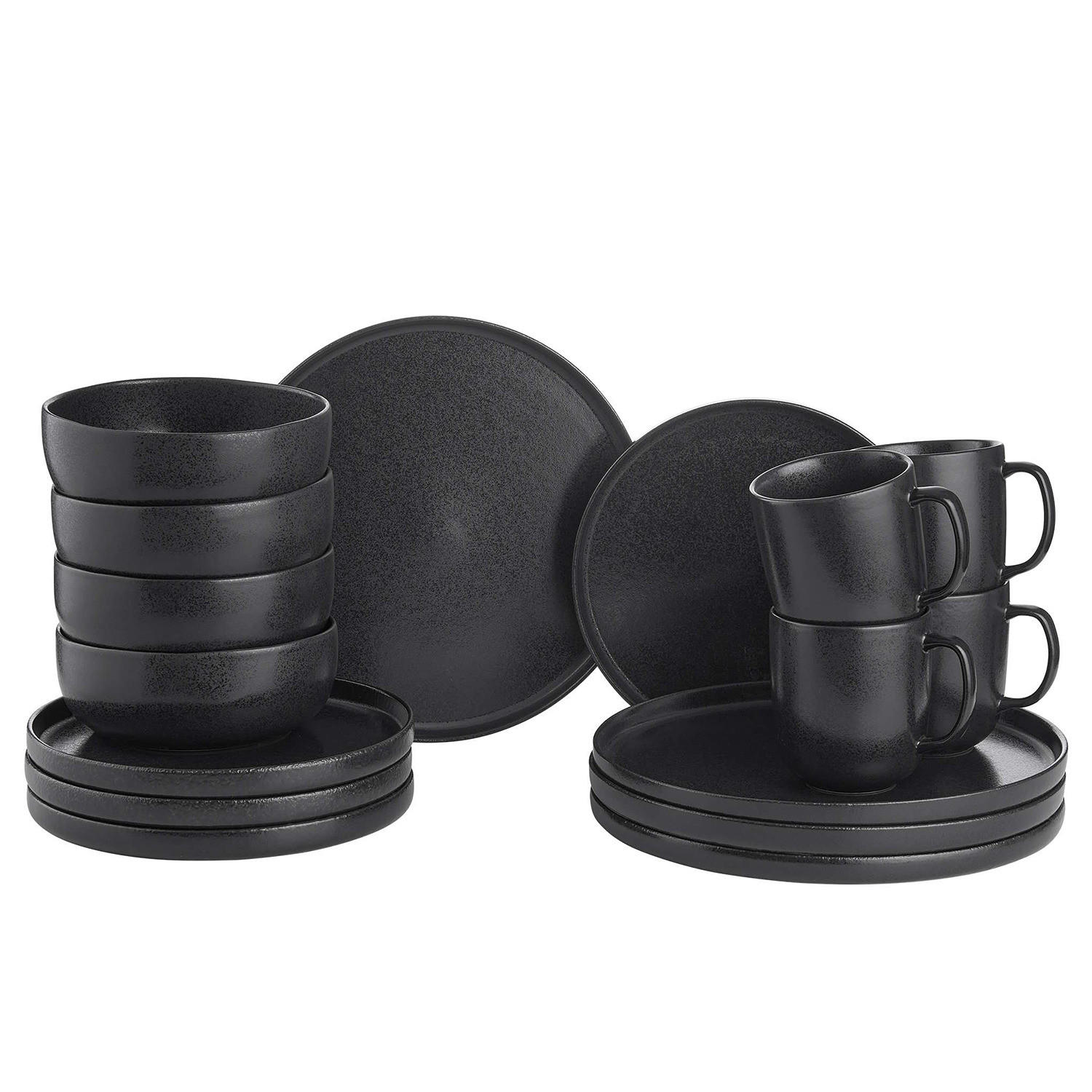 GESCHIRR-SET (16-teilig) Casa Nova - Schwarz, Keramik (27/1/27cm) - BUTLERS