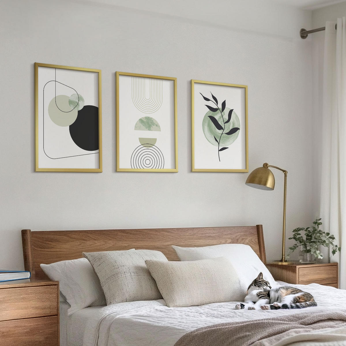 BILDER SET 3er Set - 40x60 cm Goldrahmen - Abstrakte Pflanzenformen - Goldfarben, Kunststoff (40/60cm) - TULUP